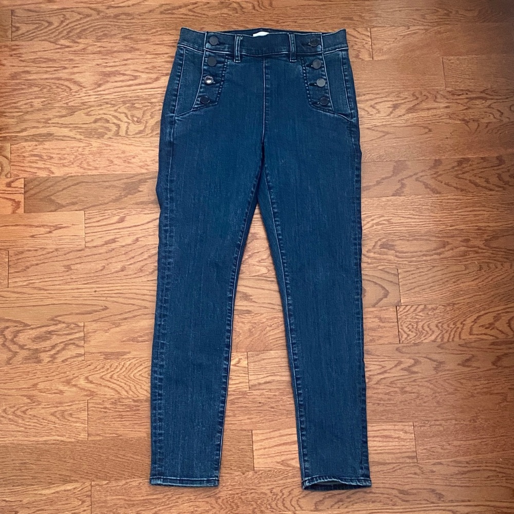 Loft Women's Blue High-Waisted Skinny Buttoned Jeans 2/26